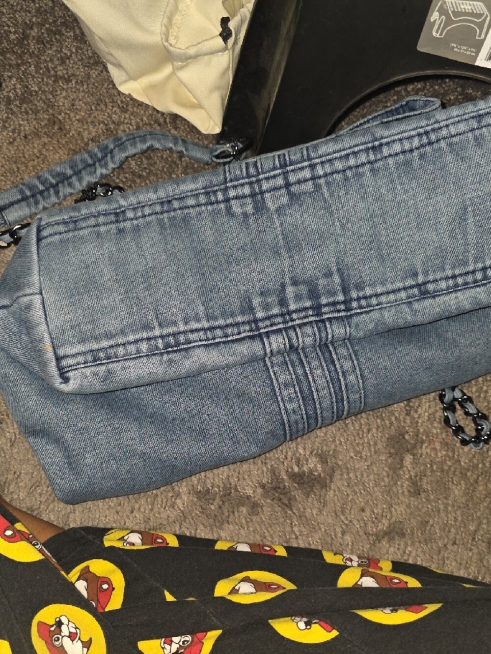 Denim Fold-Over Clutch with Cutout Handle - Picture 5 of 5